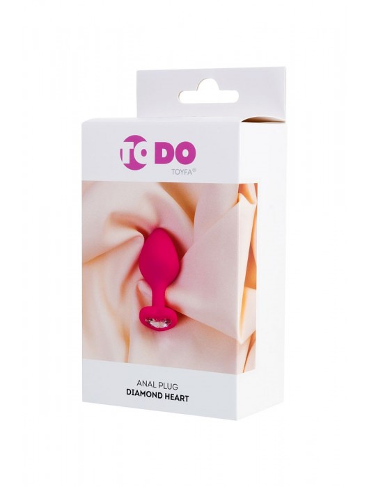 Розовая анальная втулка Diamond Heart с прозрачным кристаллом - 8 см. - ToyFa - купить с доставкой в Ногинске