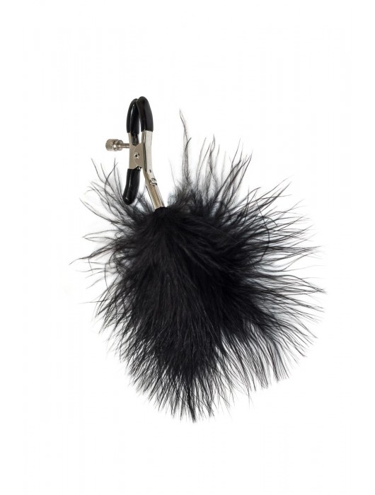 Зажимы на соски с черным пухом Euphoric - Lola Games - купить с доставкой в Ногинске