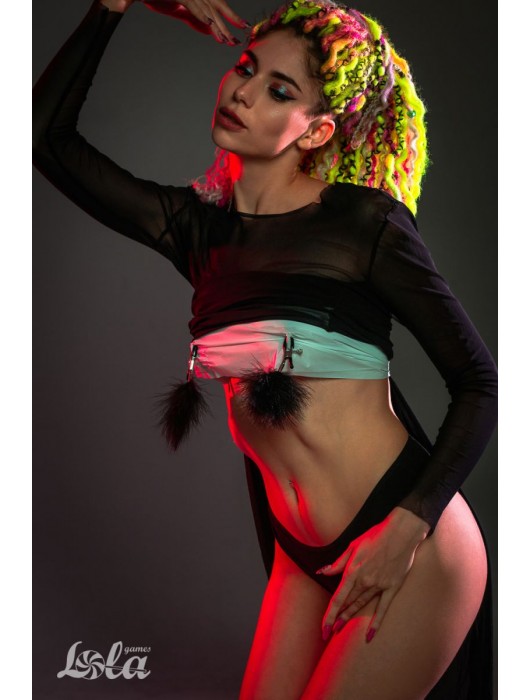 Зажимы на соски с черным пухом Euphoric - Lola Games - купить с доставкой в Ногинске