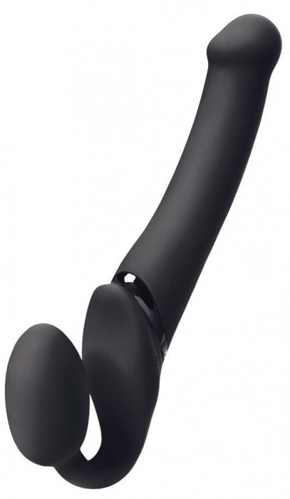 Черный безремневой вибрострапон Silicone Bendable Strap-On M - Strap-on-me - купить с доставкой в Ногинске