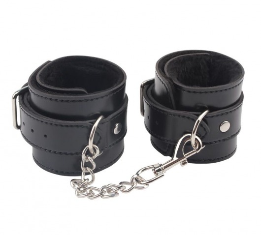 Черные оковы на ноги Obey Me Leather Ankle Cuffs - Chisa - купить с доставкой в Ногинске