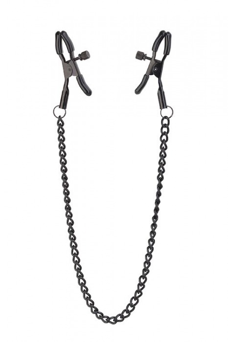 Черные зажимы на соски на цепочке BLAZE DELUXE NIPPLE CLAMPS - Dream Toys - купить с доставкой в Ногинске