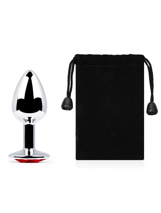 Серебристая анальная пробка с красным стразом - 7,2 см. - Anal Jewelry Plug - купить с доставкой в Ногинске