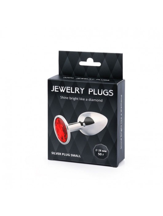Серебристая анальная пробка с красным стразом - 7,2 см. - Anal Jewelry Plug - купить с доставкой в Ногинске
