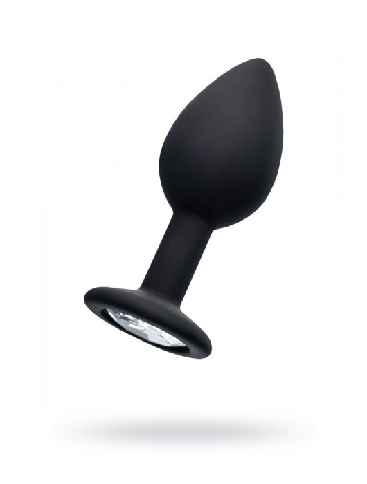 Черная анальная втулка с прозрачным стразом - 7,2 см. - POPO Pleasure - купить с доставкой в Ногинске