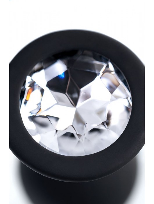 Черная анальная втулка с прозрачным стразом - 7,2 см. - POPO Pleasure - купить с доставкой в Ногинске