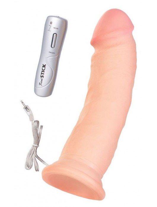 Телесный реалистичный вибратор Realstick Elite Vibro Justin - 21 см. - ToyFa