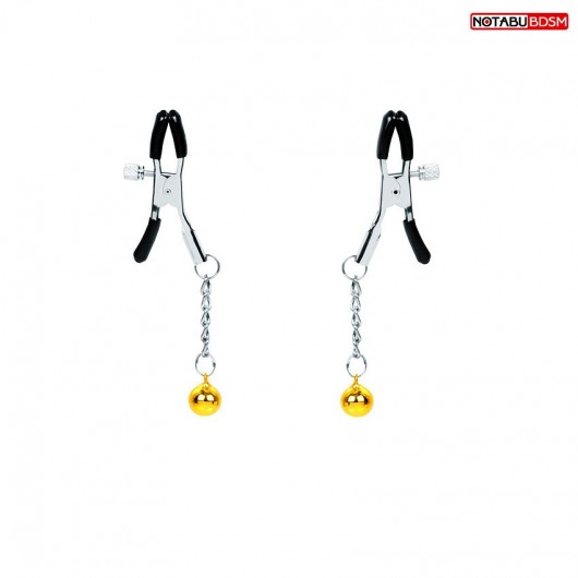 Оригинальные зажимы на соски с желтыми шариками - Notabu - купить с доставкой в Ногинске