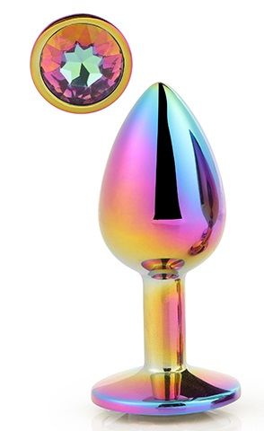 Голографическая анальная втулка с радужным кристаллом - 7,1 см. - Dream Toys - купить с доставкой в Ногинске