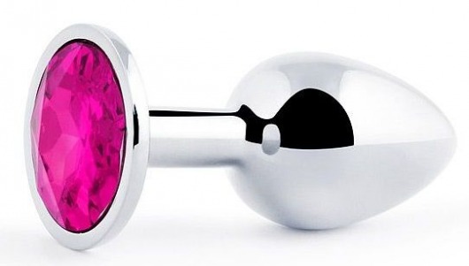 Серебристая анальная пробка с малиновым кристаллом - 7,2 см. - Anal Jewelry Plug - купить с доставкой в Ногинске