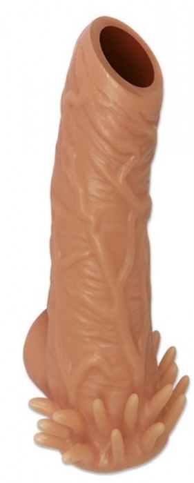 Телесная насадка с усиками и открытой головкой Nude Sleeve L - 14 см. - KOKOS - в Ногинске купить с доставкой