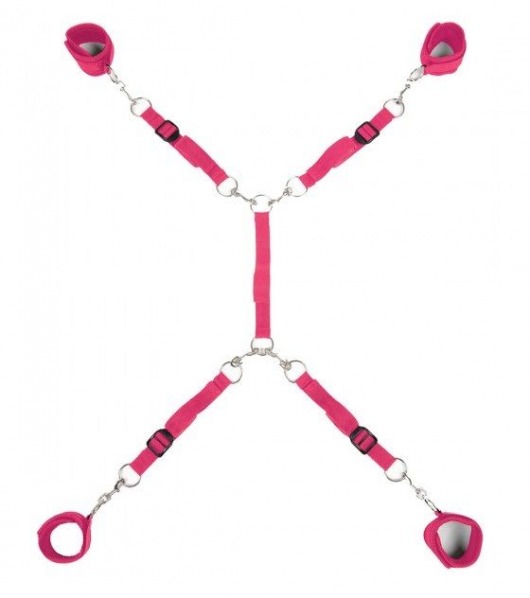 Ярко-розовый набор фиксаций на кровати Classic Bed Spreader - Lux Fetish - купить с доставкой в Ногинске