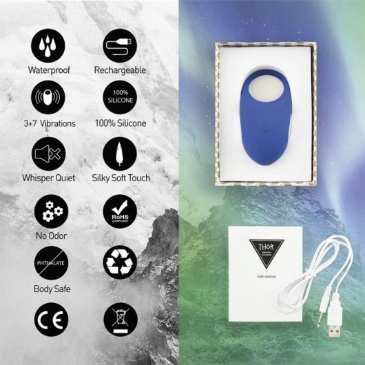 Синее кольцо с вибрацией Thor Cockring - FeelzToys - в Ногинске купить с доставкой