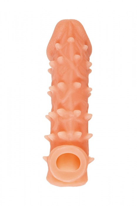 Телесная закрытая насадка с пупырышками Cock Sleeve Size M - 15,6 см. - KOKOS - в Ногинске купить с доставкой