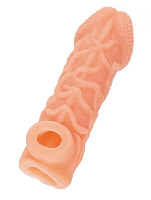 Телесная закрытая насадка с венками Cock Sleeve Size S - 13,8 см. - KOKOS - в Ногинске купить с доставкой