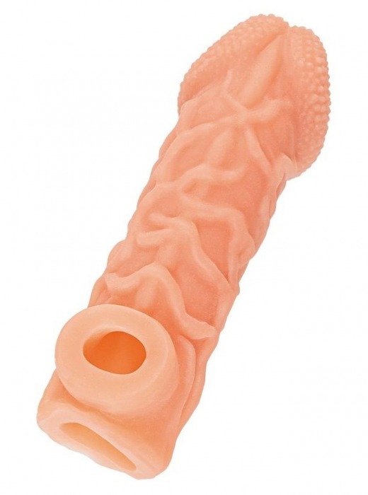 Телесная закрытая насадка с венками Cock Sleeve Size L - 17,6 см. - KOKOS - в Ногинске купить с доставкой