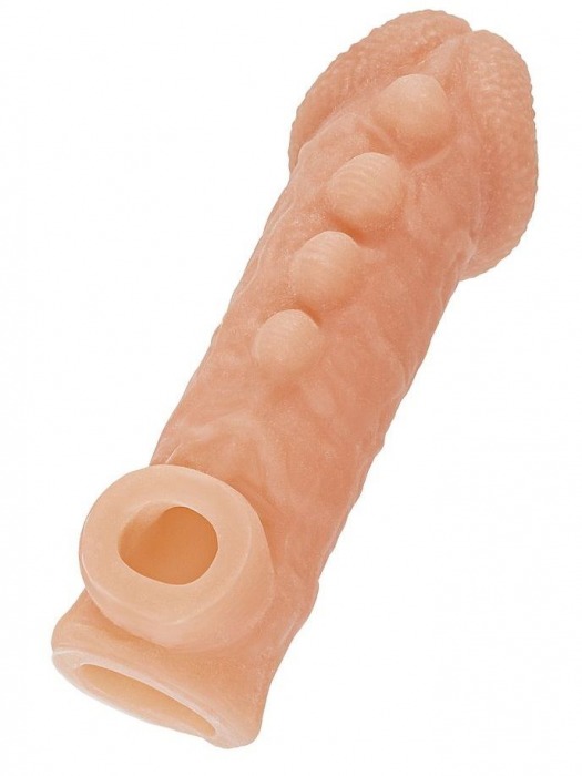 Телесная закрытая насадка с шишечками Cock Sleeve Size L - 17,6 см. - KOKOS - в Ногинске купить с доставкой