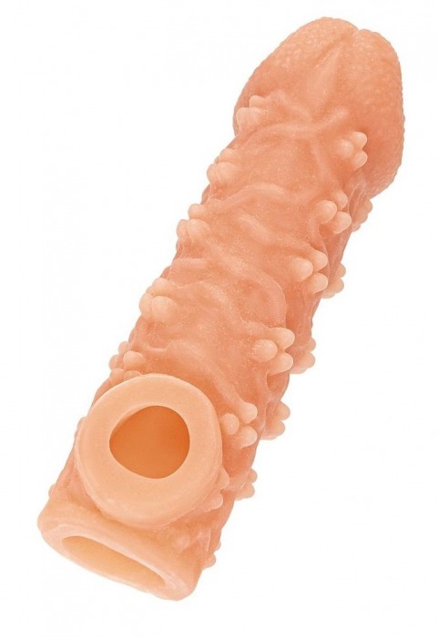 Телесная закрытая насадка с пучками шишечек Cock Sleeve Size L - 17,6 см. - KOKOS - в Ногинске купить с доставкой