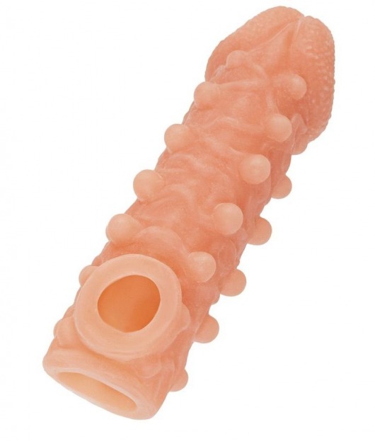Телесная закрытая насадка с шариками Cock Sleeve Size S - 13,8 см. - KOKOS - в Ногинске купить с доставкой