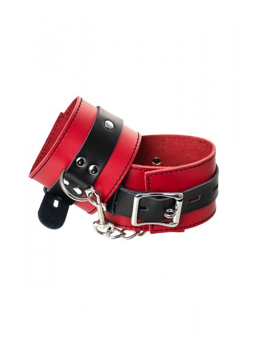 Красно-черные оковы на ноги из кожи - ToyFa - купить с доставкой в Ногинске