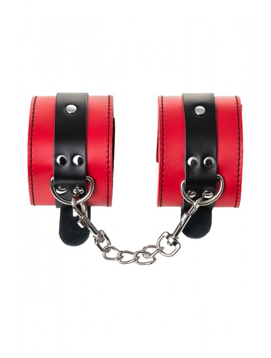 Красно-черные оковы на ноги из кожи - ToyFa - купить с доставкой в Ногинске