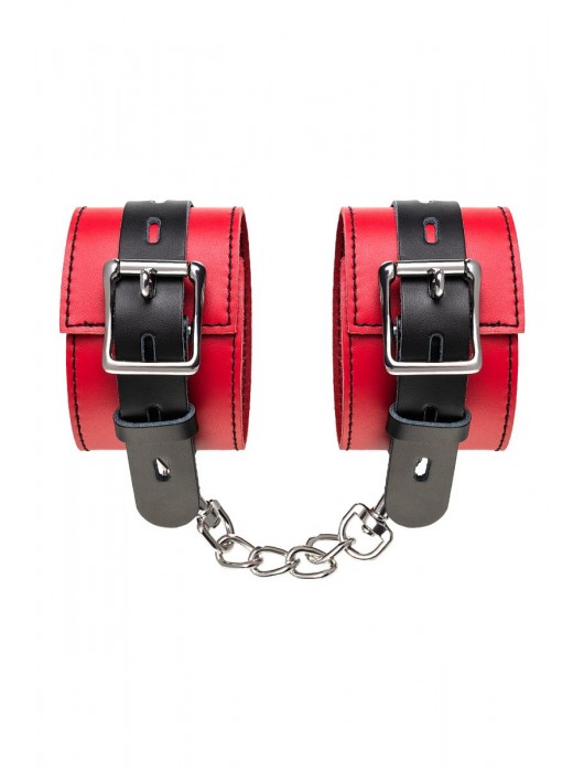 Красно-черные оковы на ноги из кожи - ToyFa - купить с доставкой в Ногинске