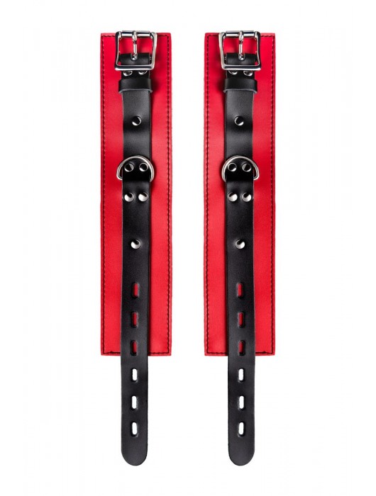 Красно-черные оковы на ноги из кожи - ToyFa - купить с доставкой в Ногинске