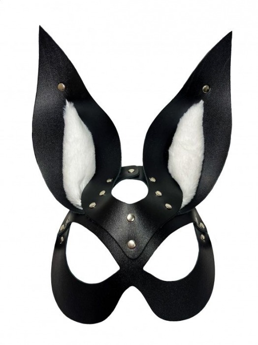 Черная маска зайки с белым мехом на ушках Miss Bunny - БДСМ Арсенал - купить с доставкой в Ногинске