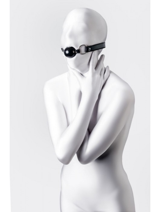 Черный кляп-шар на кожаных ремешках Anonymo - ToyFa - купить с доставкой в Ногинске