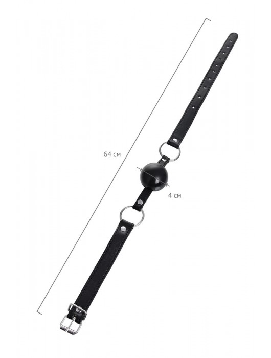 Черный кляп-шар на кожаных ремешках Anonymo - ToyFa - купить с доставкой в Ногинске