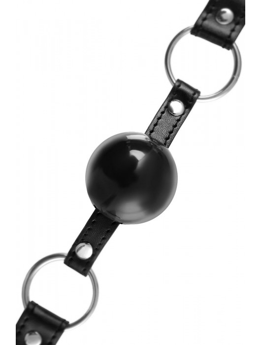 Черный кляп-шар на кожаных ремешках Anonymo - ToyFa - купить с доставкой в Ногинске