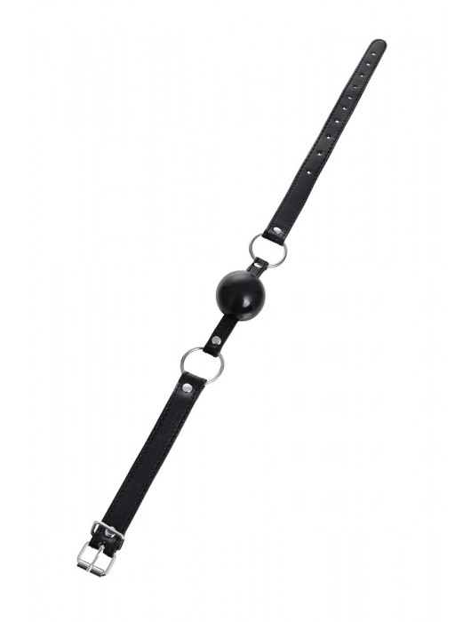 Черный кляп-шар на кожаных ремешках Anonymo - ToyFa - купить с доставкой в Ногинске