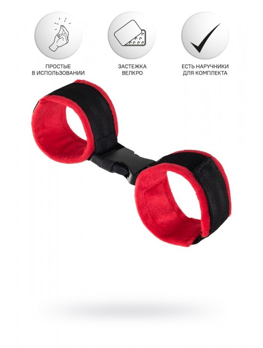 Красно-черные велюровые оковы Anonymo - ToyFa - купить с доставкой в Ногинске