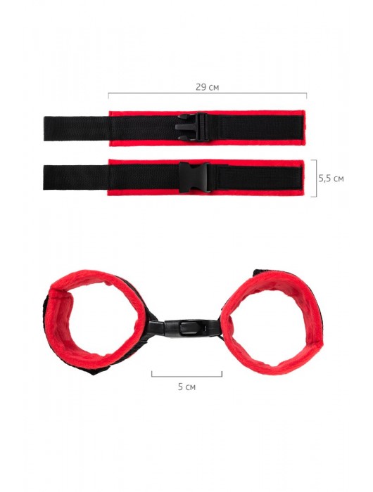 Красно-черные велюровые оковы Anonymo - ToyFa - купить с доставкой в Ногинске