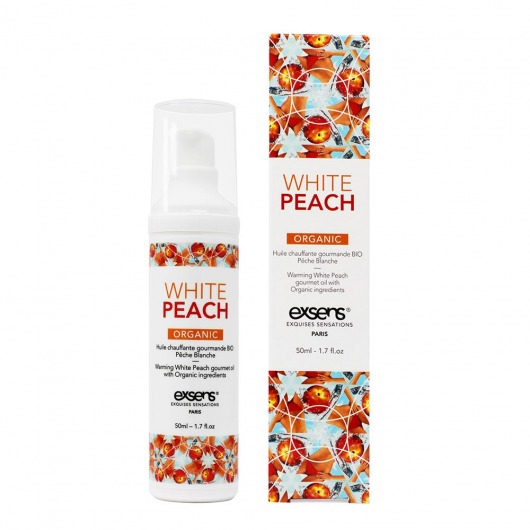 Разогревающее массажное масло Gourmet White Peach Organic с органическими ингредиентами - 50 мл. - Exsens - купить с доставкой в Ногинске