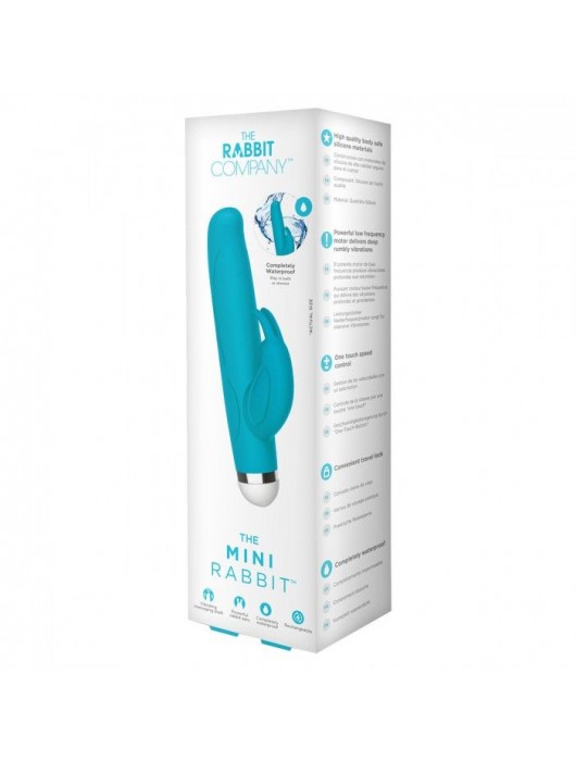Голубой вибратор-кролик The Mini Rabbit - 13,9 см. - The Rabbit Company