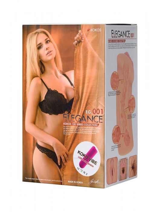 Реалистичный мастурбатор-вагина телесного цвета Elegance.001 с вибрацией - KOKOS - в Ногинске купить с доставкой