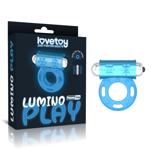 Голубое, светящееся в темноте эрекционное виброкольцо Lumino Play Vibrating Penis Ring - Lovetoy - в Ногинске купить с доставкой
