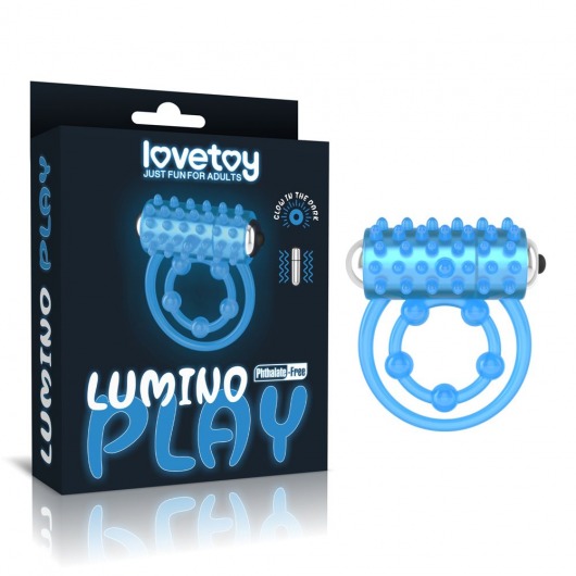 Голубое, светящееся в темноте виброкольцо Lumino Play Vibrating Penis Ring - Lovetoy - в Ногинске купить с доставкой