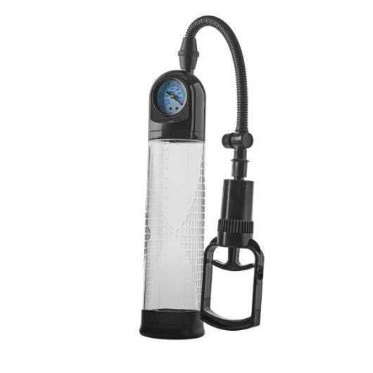 Прозрачная вакуумная помпа с манометром Deluxe Penis Pump - Dream Toys - в Ногинске купить с доставкой