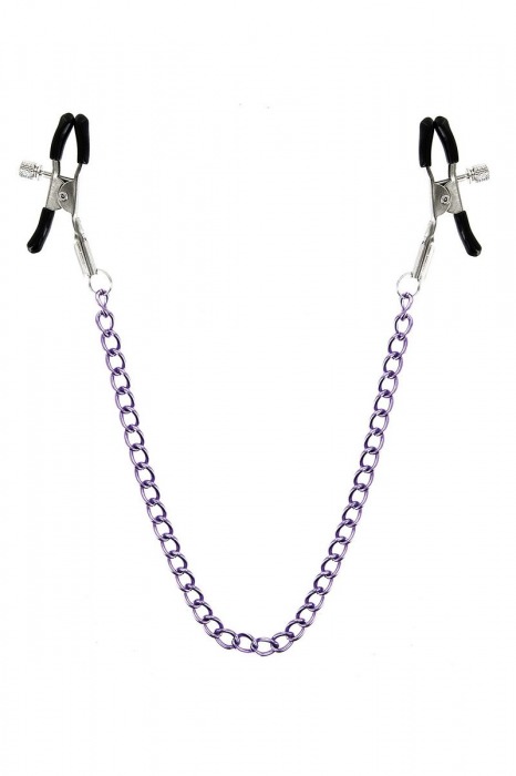 Зажимы для сосков с фиолетовой цепочкой Sweet Caress Nipple Chain - Sweet Caress - купить с доставкой в Ногинске