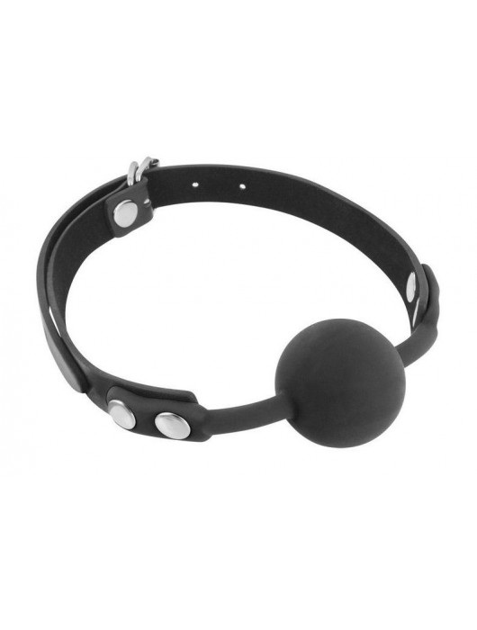 Черный силиконовый кляп-шарик на ремешках - Fetish Tentation - купить с доставкой в Ногинске