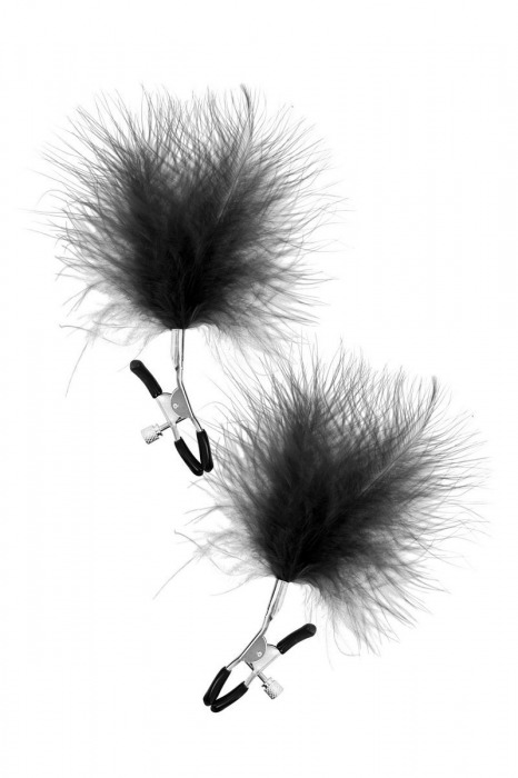 Зажимы на соски с черными пуховыми кисточками Sweet Caress Feather Nipple Clumps - Sweet Caress - купить с доставкой в Ногинске