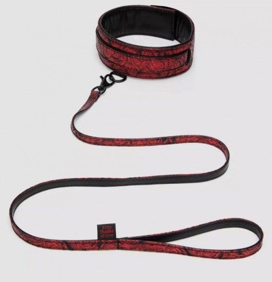 Стильный ошейник с поводком Reversible Faux Leather Collar and Lead - Fifty Shades of Grey - купить с доставкой в Ногинске