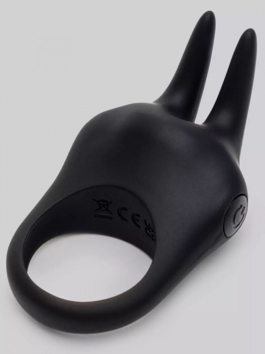 Черное эрекционное виброкольцо Sensation Rechargeable Vibrating Rabbit Love Ring - Fifty Shades of Grey - в Ногинске купить с доставкой