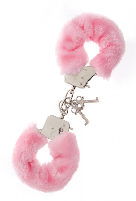 Металлические наручники с розовой меховой опушкой METAL HANDCUFF WITH PLUSH PINK - Dream Toys - купить с доставкой в Ногинске