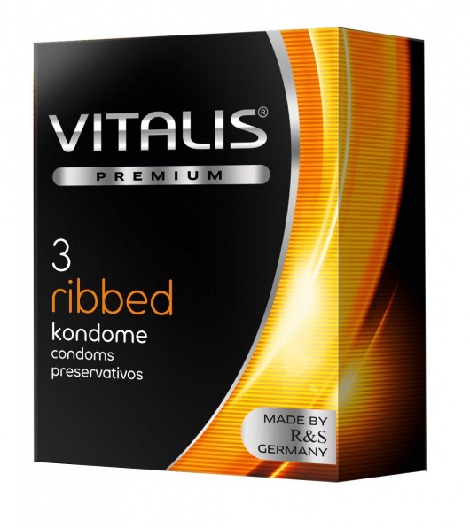 Ребристые презервативы VITALIS PREMIUM ribbed - 3 шт. - Vitalis - купить с доставкой в Ногинске