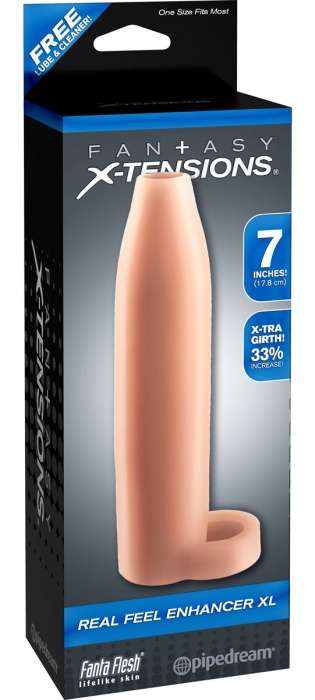 Телесная насадка Real Feel Enhancer XL - 17 см. - Pipedream - в Ногинске купить с доставкой