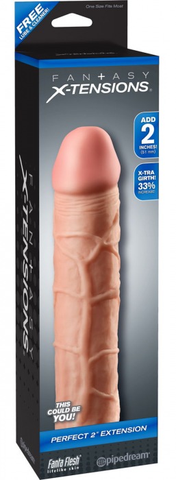 Телесная насадка Fantasy X-tensions Perfect 2  Extension - 20,3 см. - Pipedream - в Ногинске купить с доставкой