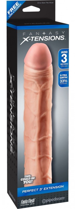 Телесная удлиняющая насадка Perfect 3 Extension - 22 см. - Pipedream - в Ногинске купить с доставкой